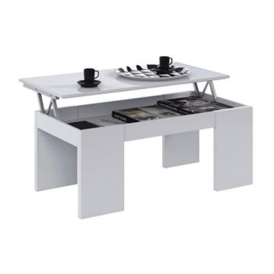 Q.TA' 1 KIT TAVOLO CAFF ELEV 50X100X43/54H BIANCO LUCIDO
